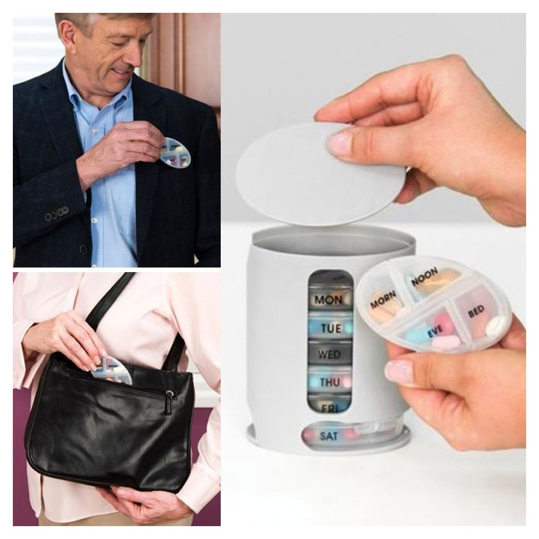 foto del prodotto trade shop porta pillole organizzatore settimanale pillole e vitamine pill pro 4 scomparti 