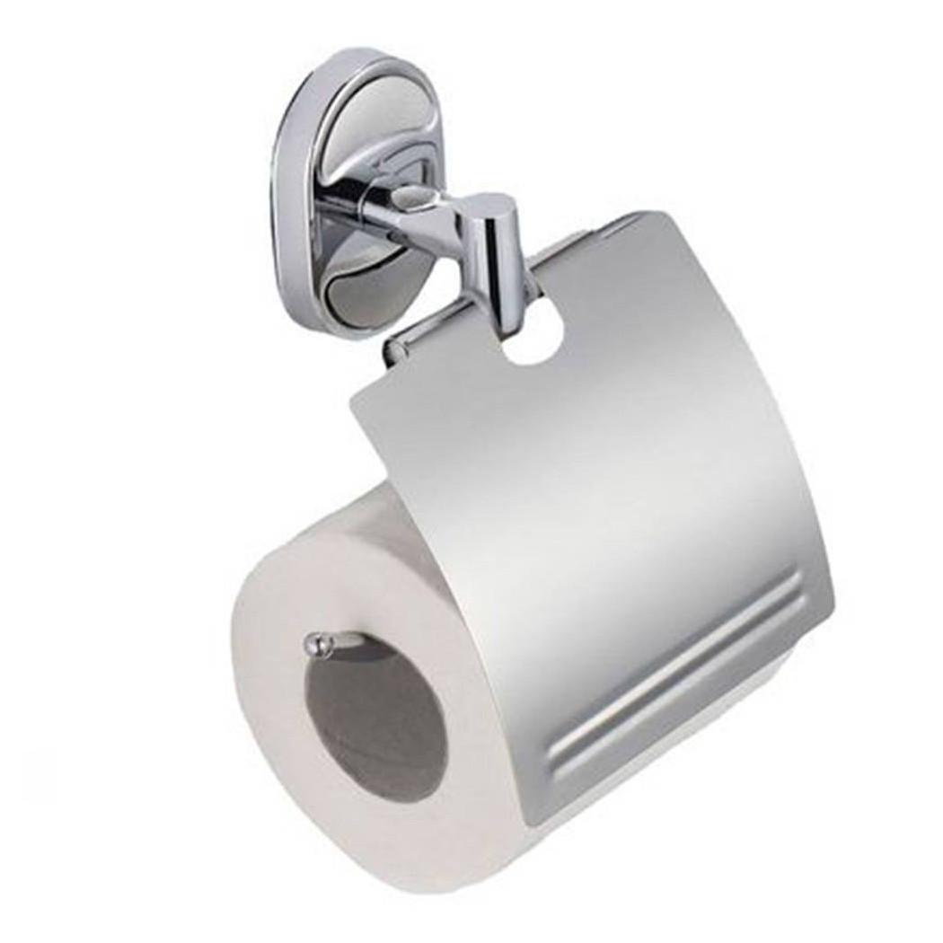 foto del prodotto trade shop porta rotolo carta igienica con copertura fissaggio a parete bagno ovale 52012 