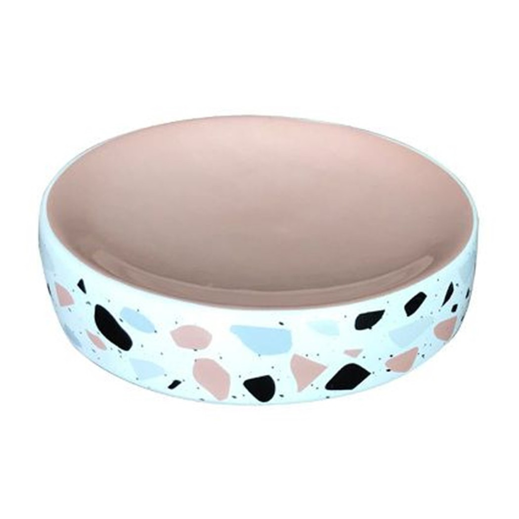 foto del prodotto trade shop porta sapone saponetta graniglia bianco multicolore rosa accessorio bagno 59877 