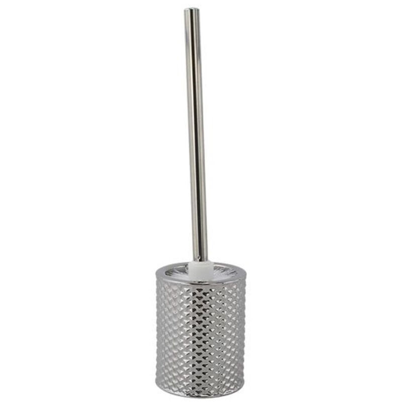 foto del prodotto trade shop porta scopino decorato silver con effetto cuoricini con scopino accessorio bagno 87820 