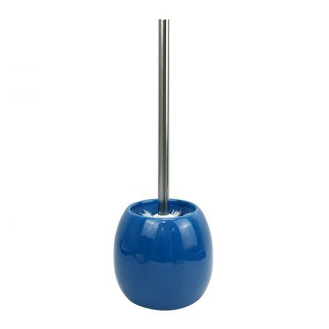 foto del prodotto trade shop porta scopino in ceramica blu con scopino moderno accessori arredo bagno 79259 