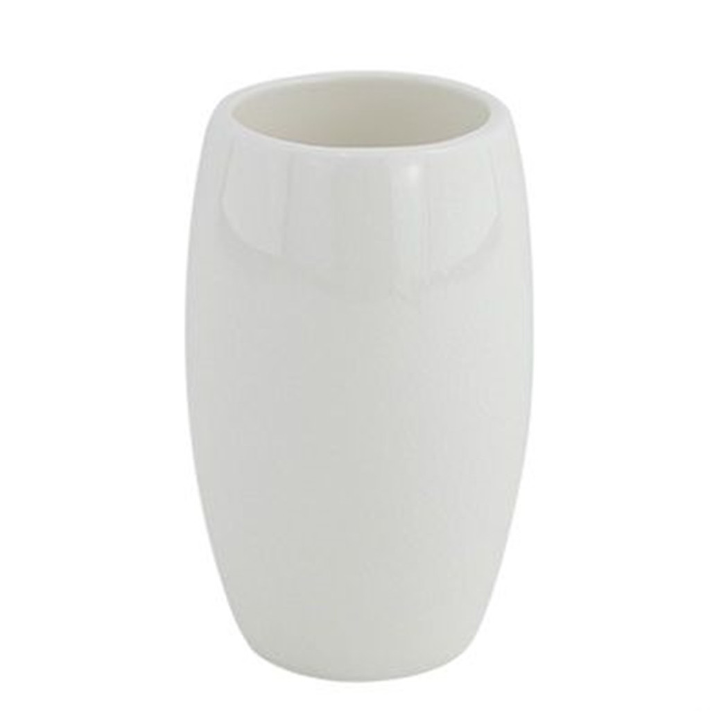 foto del prodotto trade shop porta spazzolini bicchiere bianco pelle accessorio arredo da bagno elegante 87887 