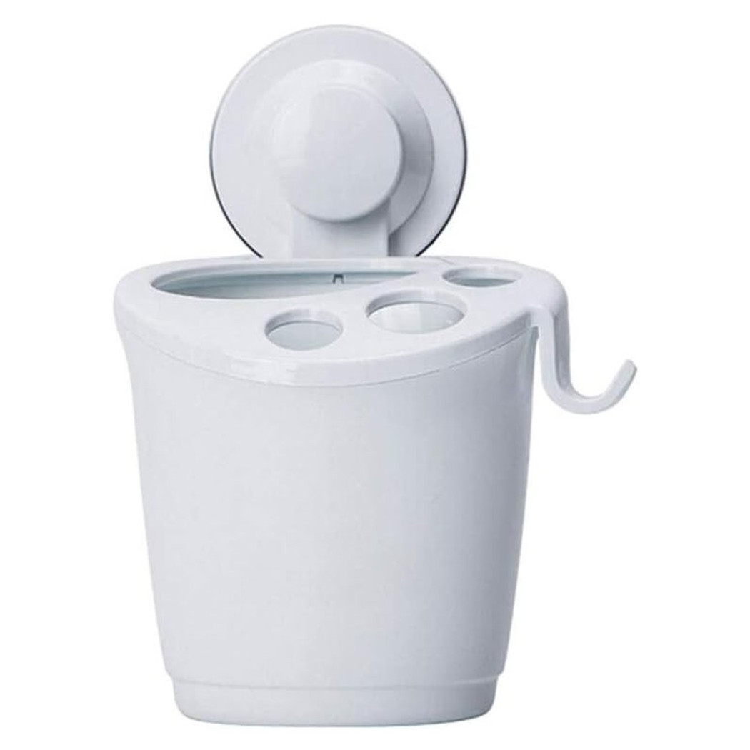 foto del prodotto trade shop porta spazzolini dentifricio a ventosa bianco contenitore parete bagno 59541 