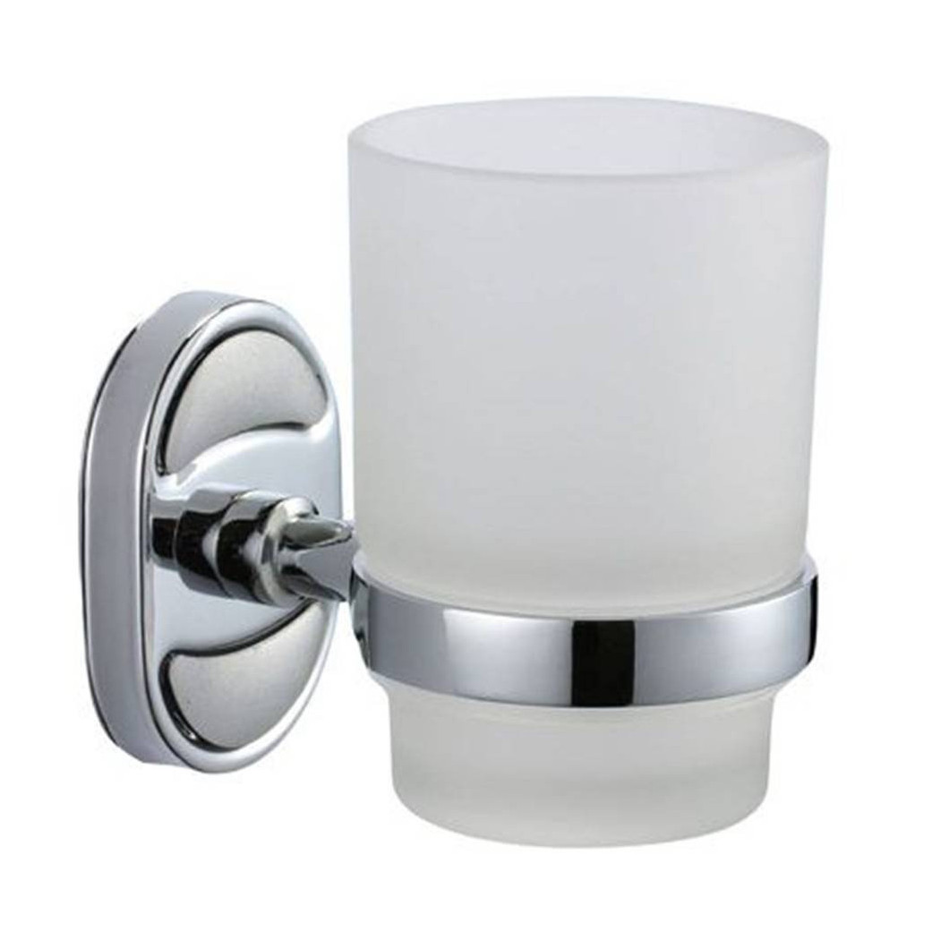 foto del prodotto trade shop porta spazzolini dentifricio bicchiere vetro satinato parete bagno ovale 52007 