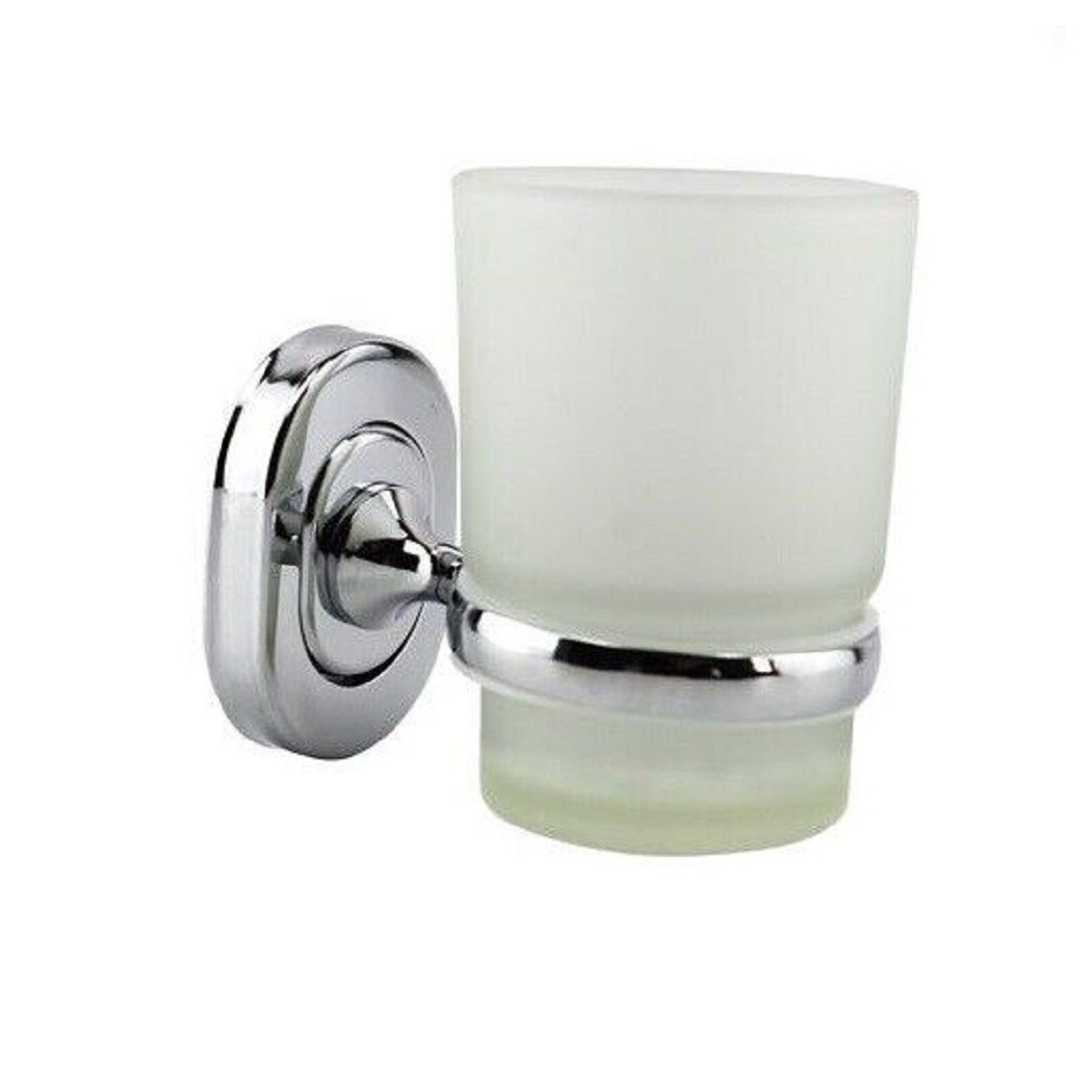 foto del prodotto trade shop porta spazzolini dentifricio con bicchiere vetro satinato a parete bagno 69182 