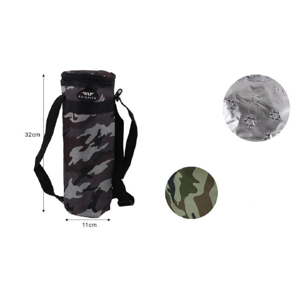 foto del prodotto trade shop portabottiglia termico militare borsa 1,5lt caldo freddo 11x32cm escursioni 12816 