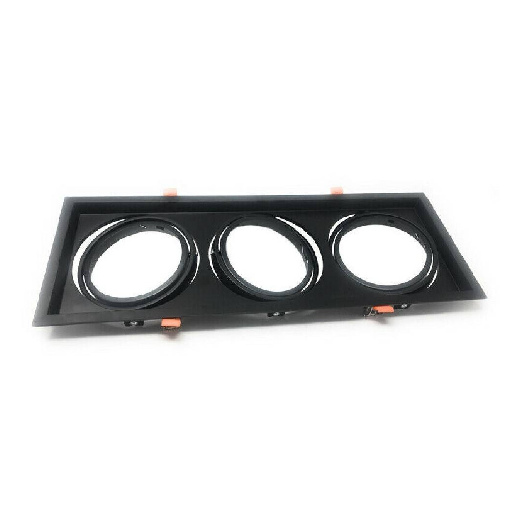 foto del prodotto trade shop portafaretti incasso triplo per faretto ar111 rettangolare orientabile p ar111 3 nero