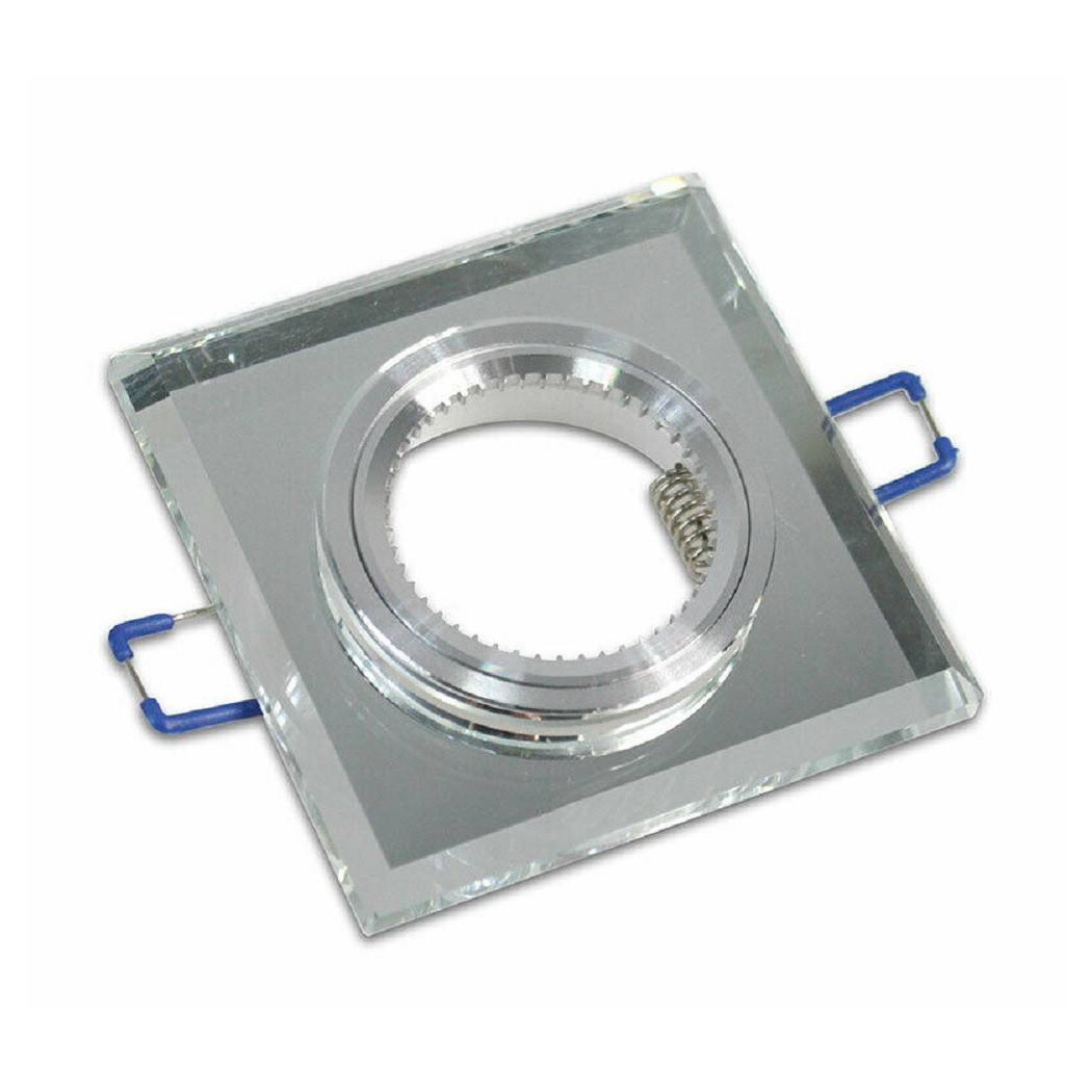 foto del prodotto trade shop portafaretto da incasso quadrato in vetro effetto specchio foro 60mm argento p18 