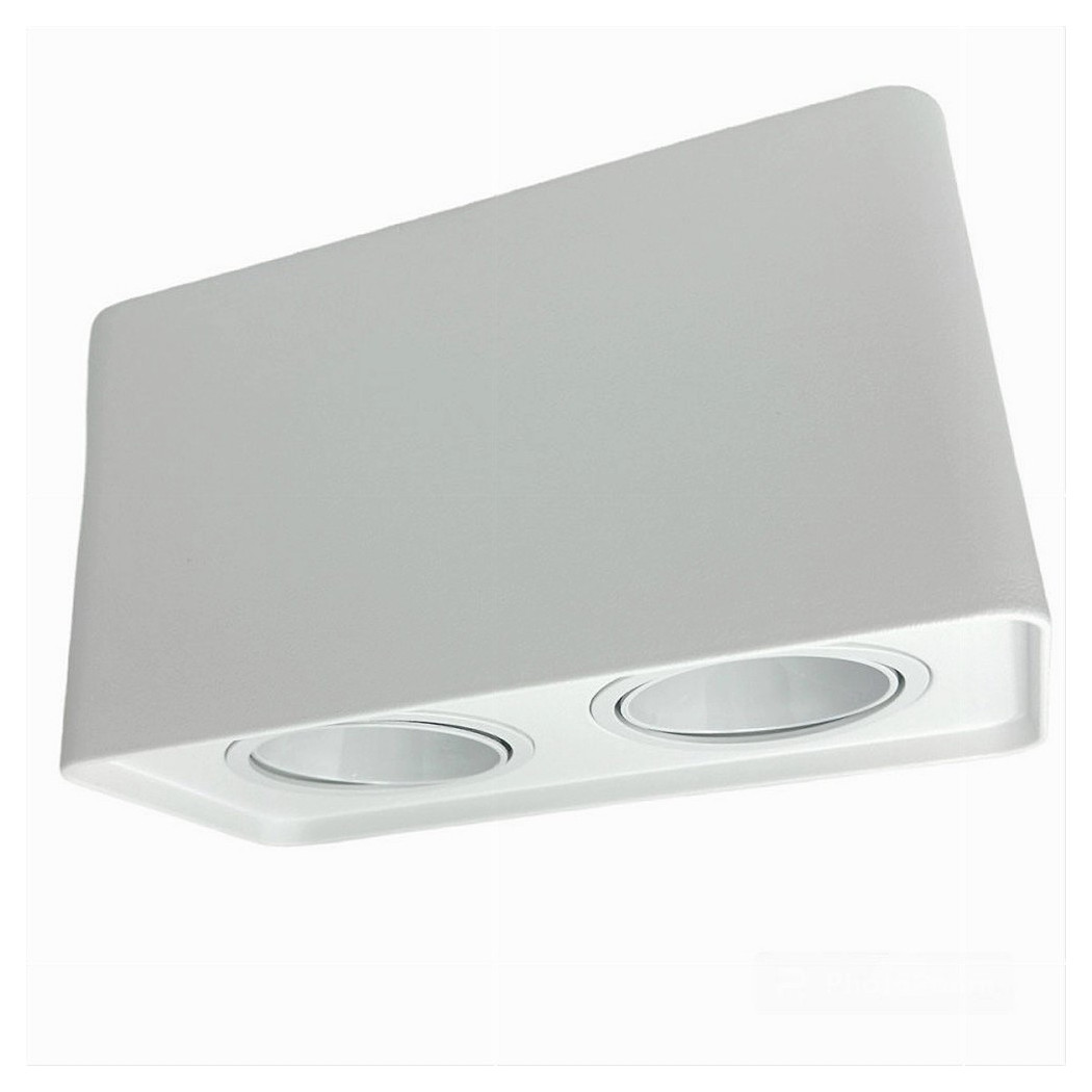 foto del prodotto trade shop portafaretto doppio orientabile da soffitto bianco per faretto gu10 gu5.3 p34 b2 