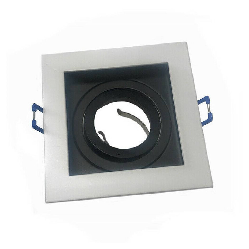 foto del prodotto trade shop portafaretto incasso quadrato acciaio p23 orientabile supporto faretto porta faretti bianco e nero