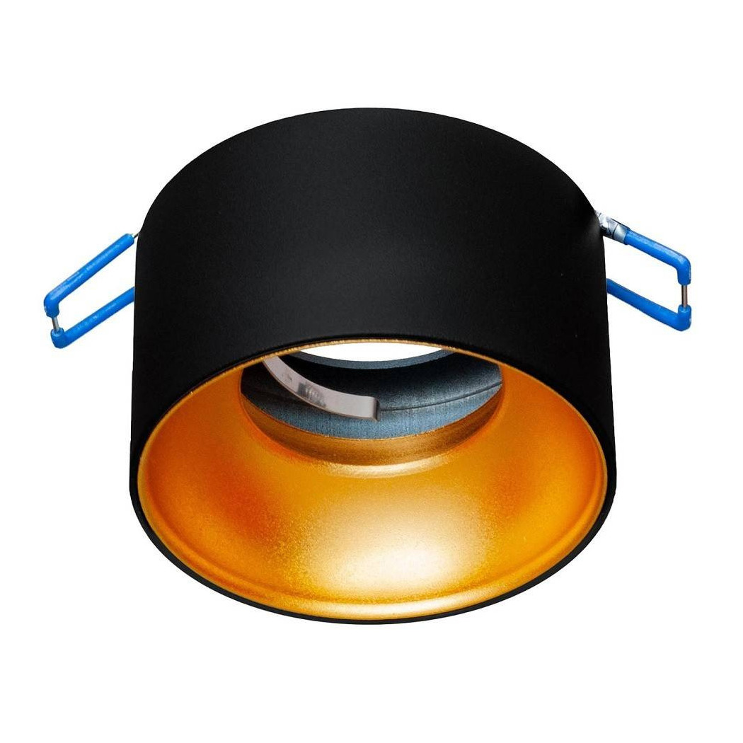 foto del prodotto trade shop portafaretto tondo nero oro incasso 70 mm luce soffitto lampade led gu10 gu5.3 