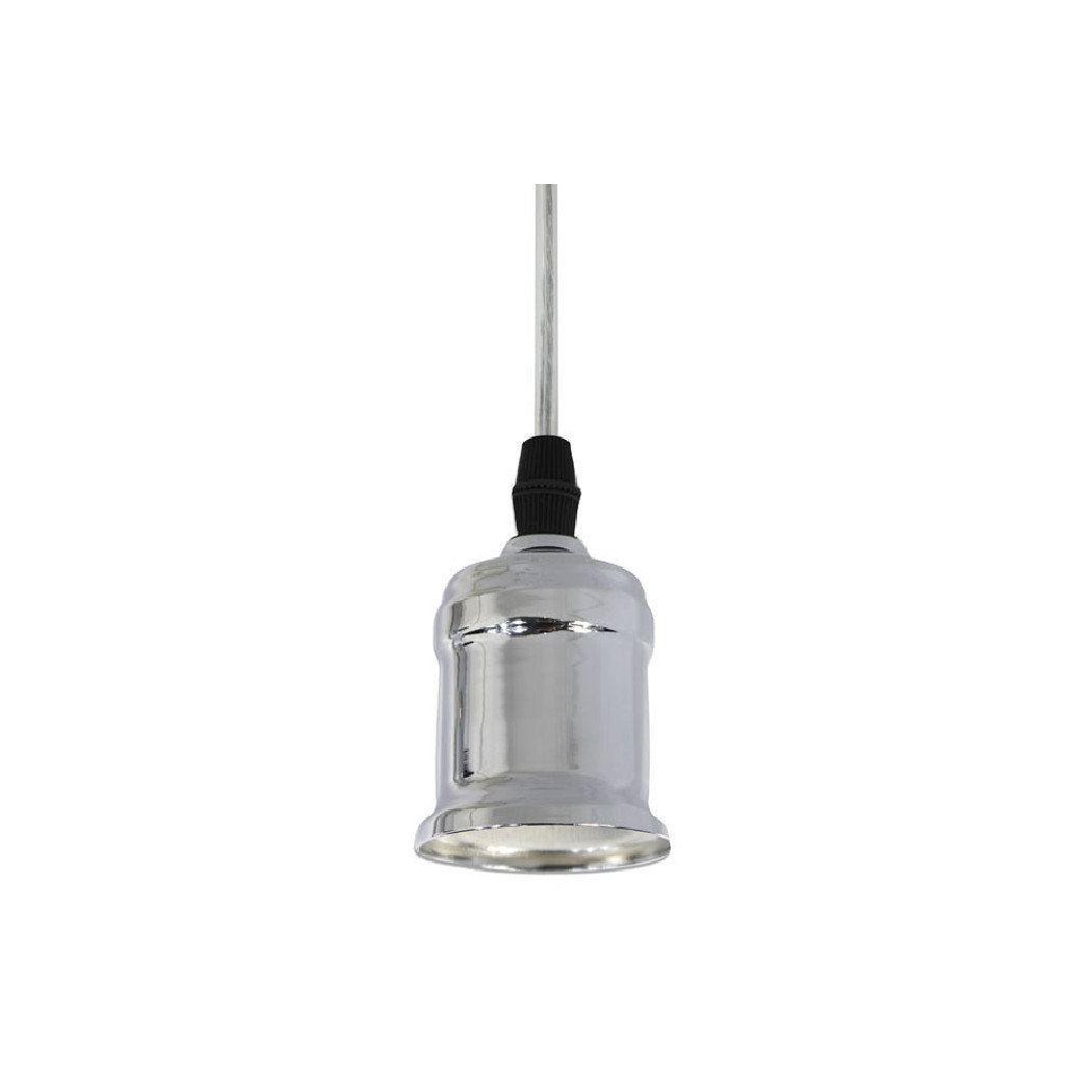 foto del prodotto trade shop portalampada e27 a sospensione lampadario pendente porta lampada 1,2 metri e27 a argento