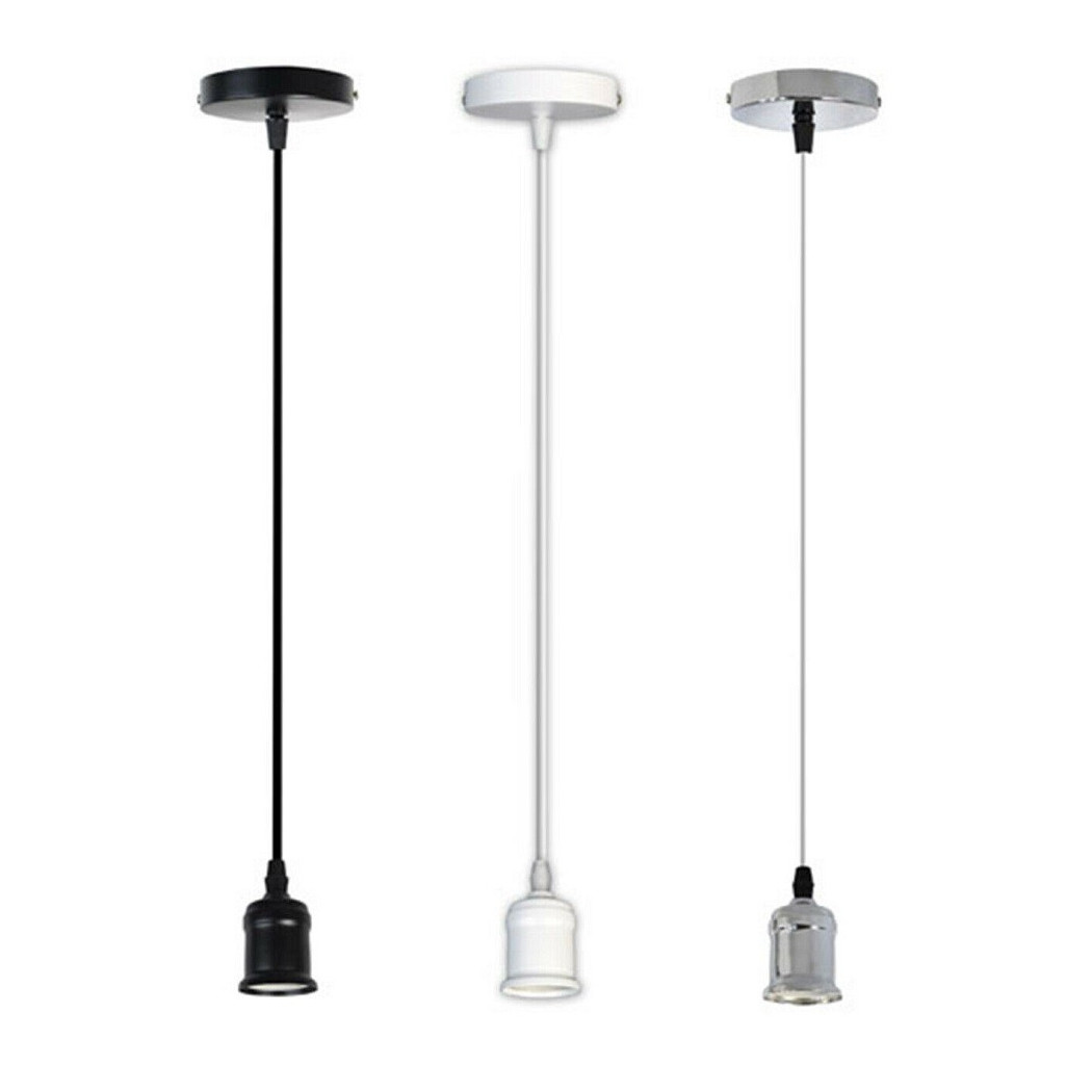 foto del prodotto trade shop portalampada e27 a sospensione lampadario pendente porta lampada 1,2 metri e27 a bianco