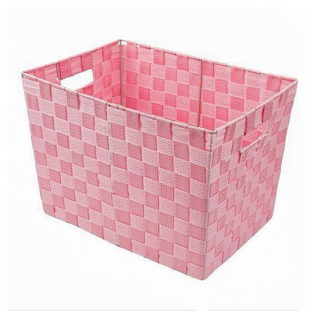 foto del prodotto trade shop portaoggetti cesto in tessuto intrecciato 38 x 26 x 25cm con maniglie rosa 79041 