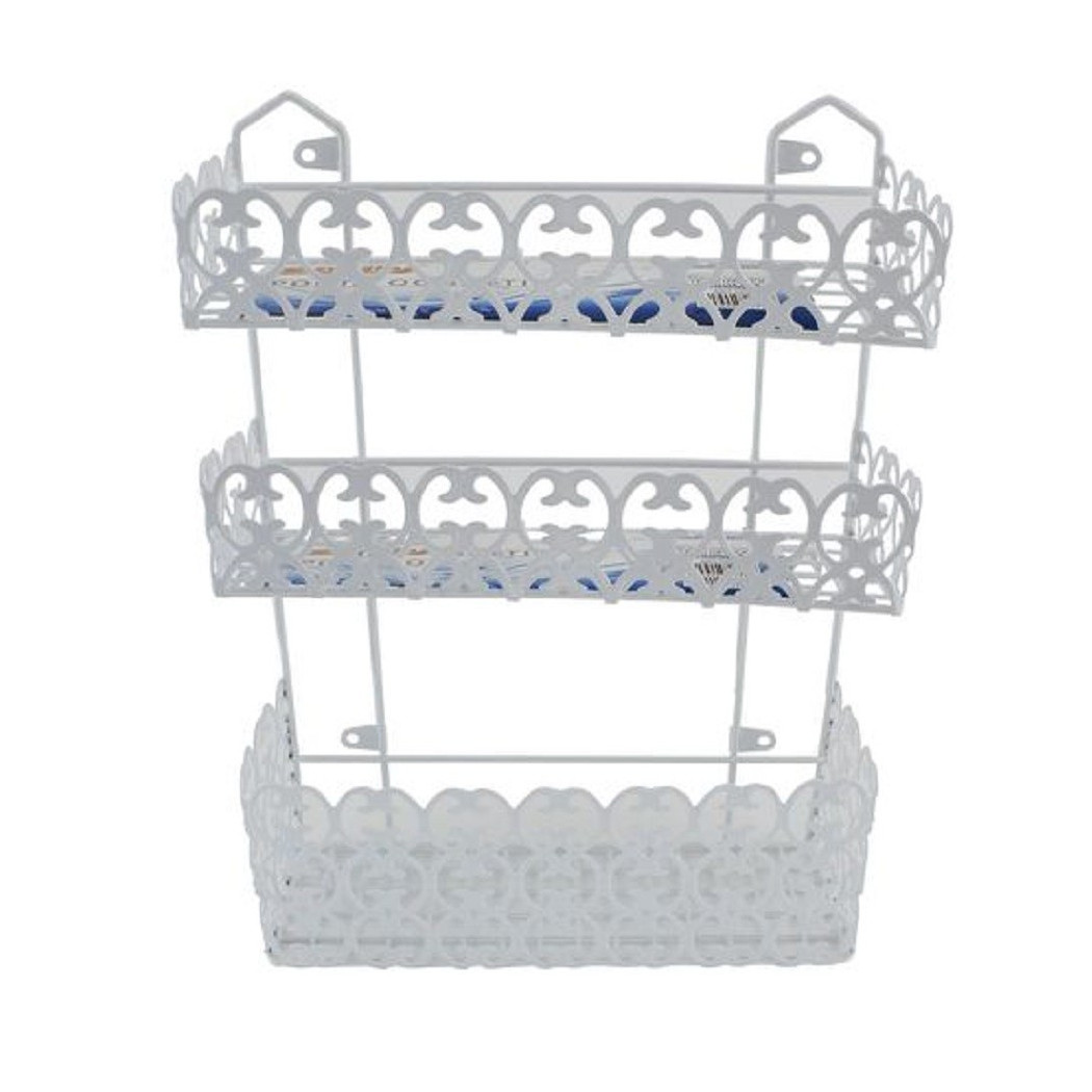 foto del prodotto trade shop portaoggetti sapone bagnoschiuma 3 piani ripiani appoggio bagno da parete 52526 