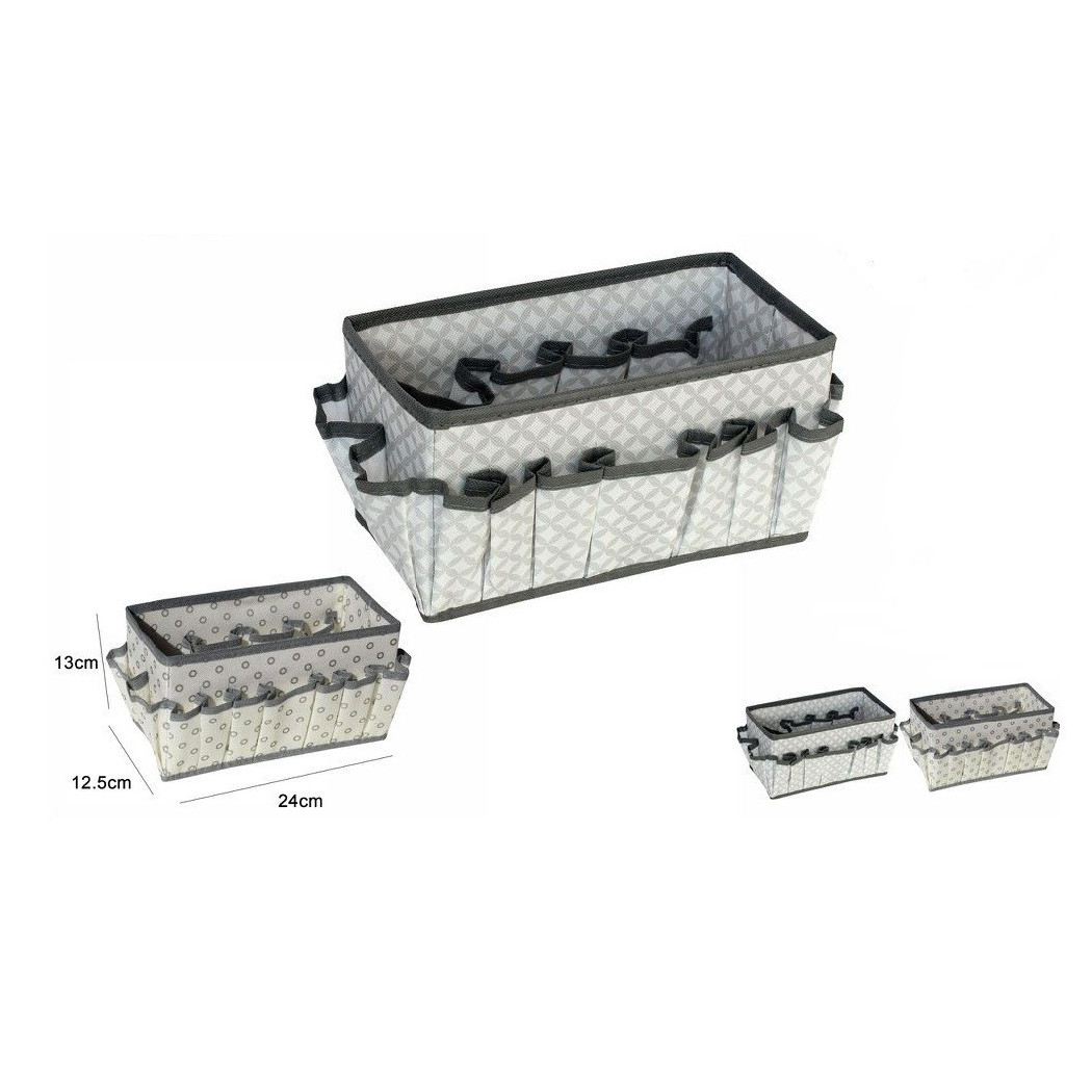 foto del prodotto trade shop portaoggetti tessuto organizer contenitore scatola multitasche 24x12.5x13cm 53033a 