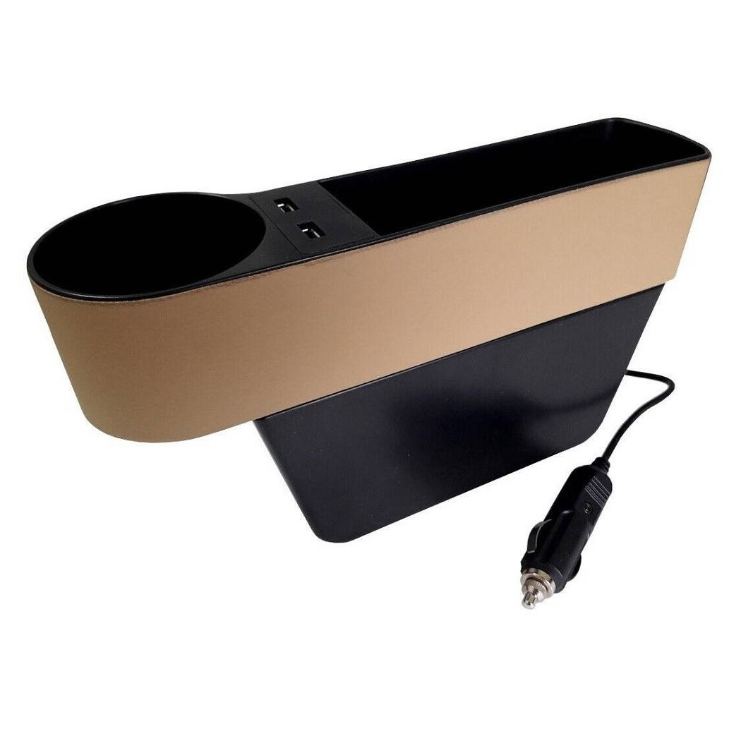 foto del prodotto trade shop portaoggetti universale per sedile auto porta bicchiere organizer 2 porte usb 
