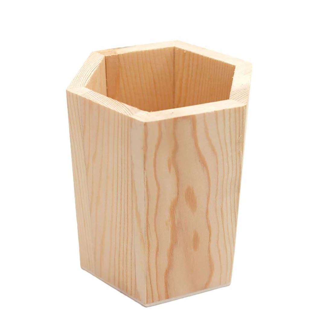foto del prodotto trade shop portapenne legno esagonale 64888 organizer h11.5cm penne contenitore 