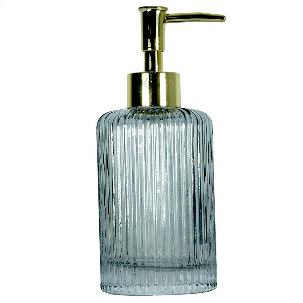 foto del prodotto trade shop portasapone porta sapone cilindrico righe grigio 10368 trama vetro sapone 