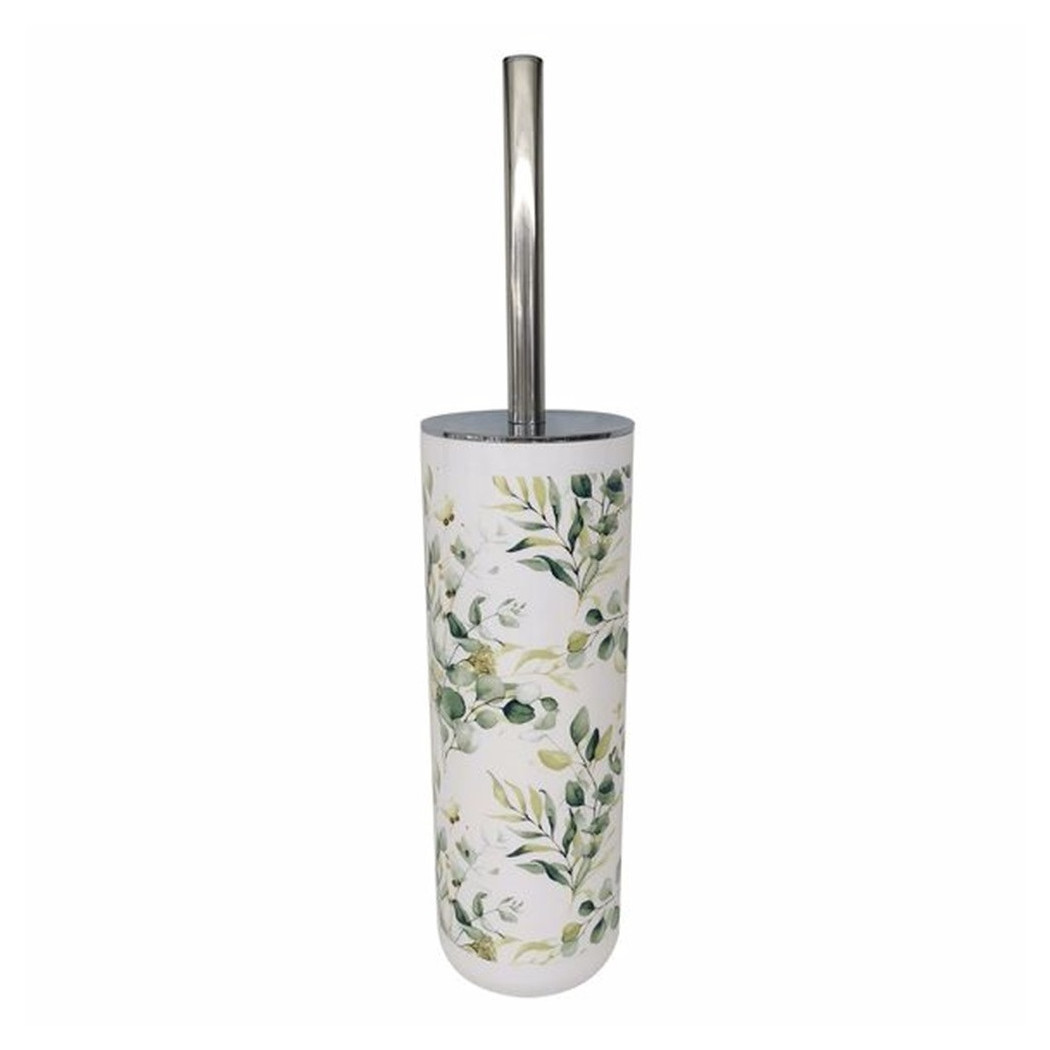 foto del prodotto trade shop portascopino a cilindro con scopino bagno wc toilette fiori foglie accessorio 87057 