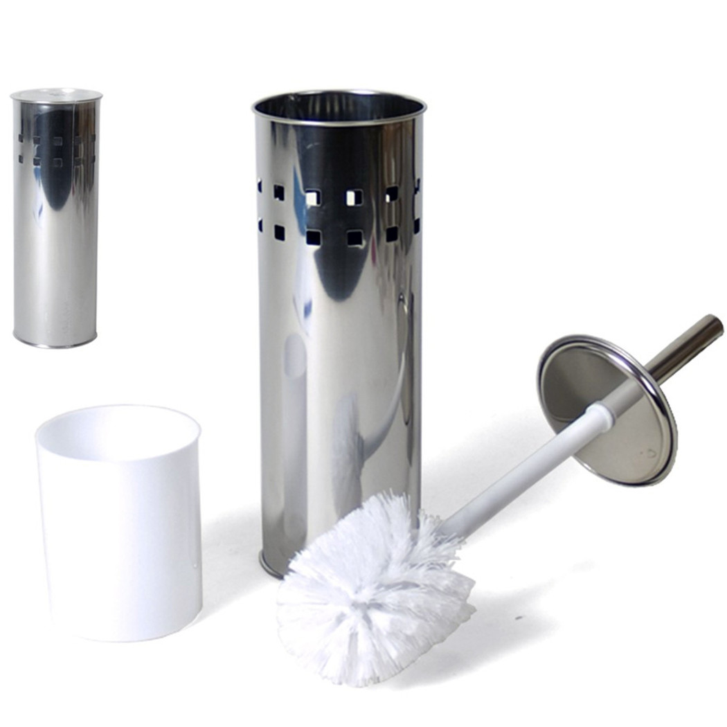 foto del prodotto trade shop portascopino con spazzolone scopino per wc in acciaio 26x10cm accessori bagno 