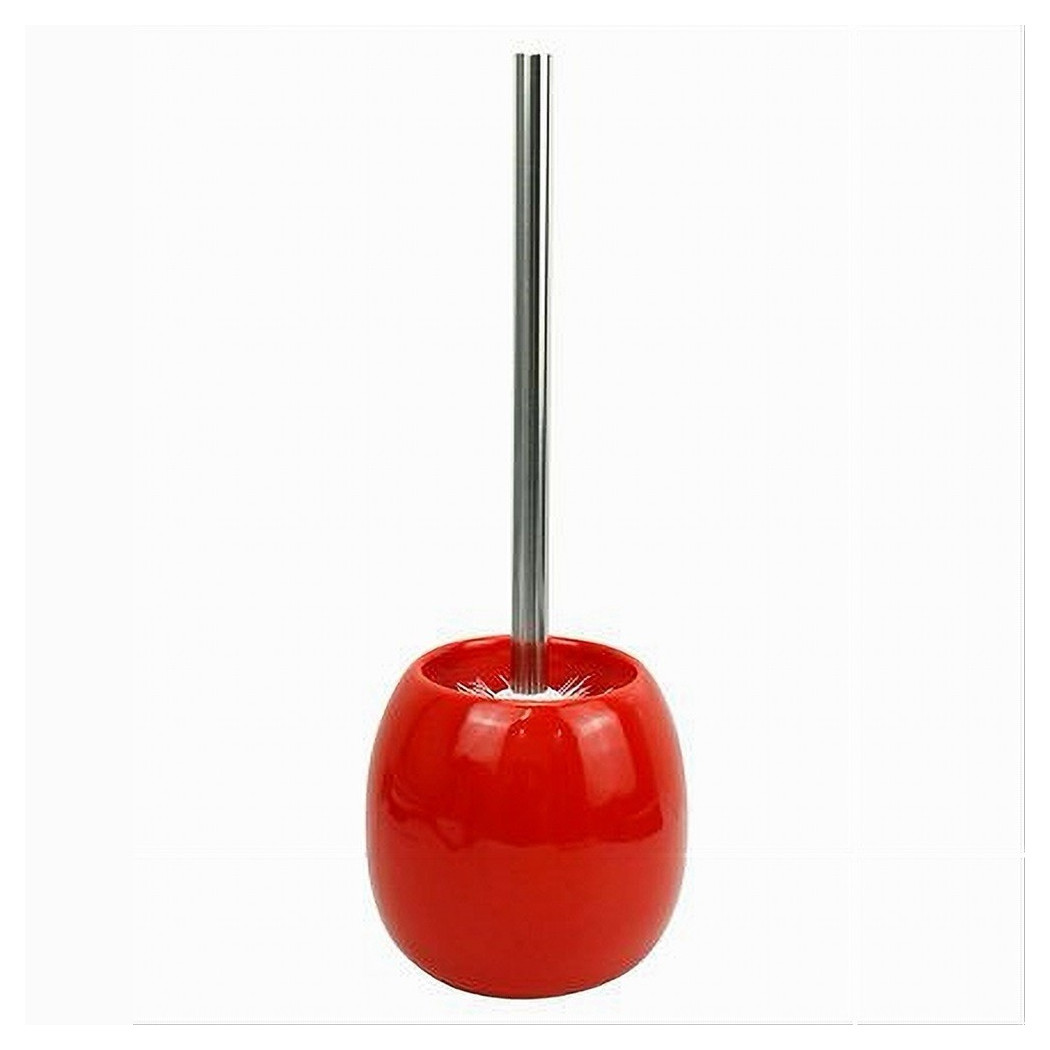 foto del prodotto trade shop portascopino in ceramica rosso con scopino moderno accessorio arredo bagno 79263 