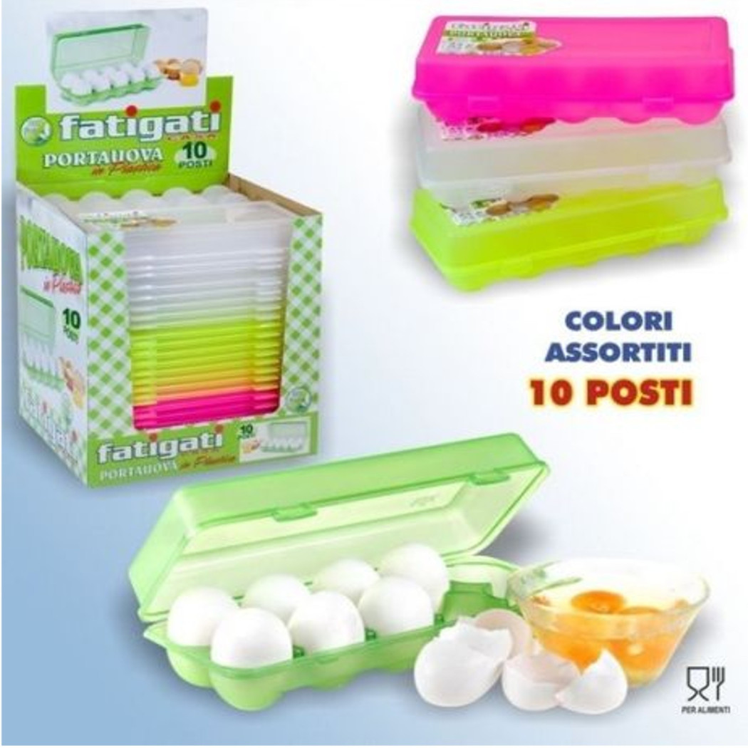 foto del prodotto trade shop portauova porta 10 uova posti contenitore frigo plastica colorato scatola dfh 