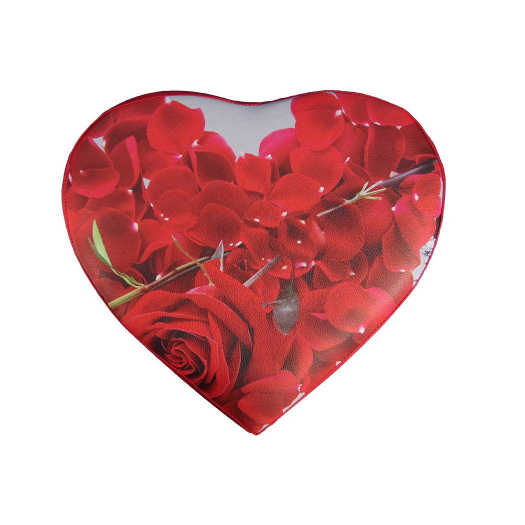 foto del prodotto trade shop pouf scatola portaoggetti puff poggiapiedi a forma di cuore in ecopelle rose 