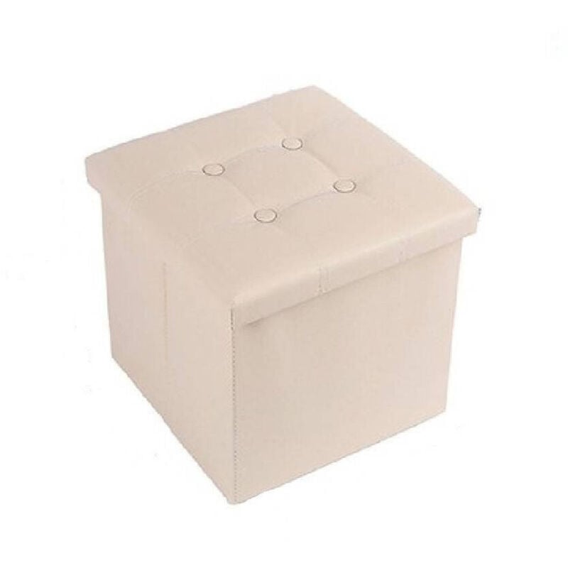foto del prodotto trade shop pouff puff pouf contenitore imbottito portaoggetti seduta beige 30x30x30cm 79428 