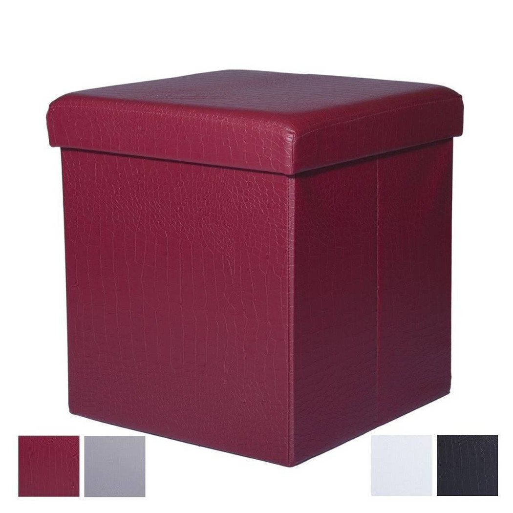 foto del prodotto trade shop pouff puff pouf contenitore imbottito portaoggetti seduta pelle 35 x 35 x 35 cm 