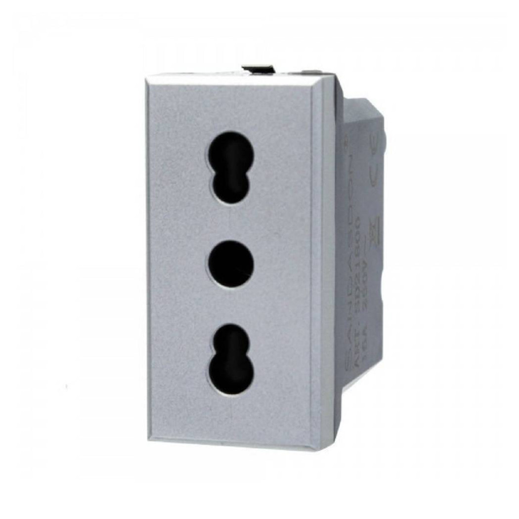 foto del prodotto trade shop presa bipasso 2p t 10 16a colore silver grigia compatibile bticino axolute 