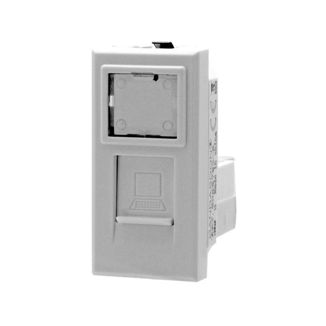 foto del prodotto trade shop presa dati connettore rj45 cat5e bianco coperchio compatibile bticino axolute 