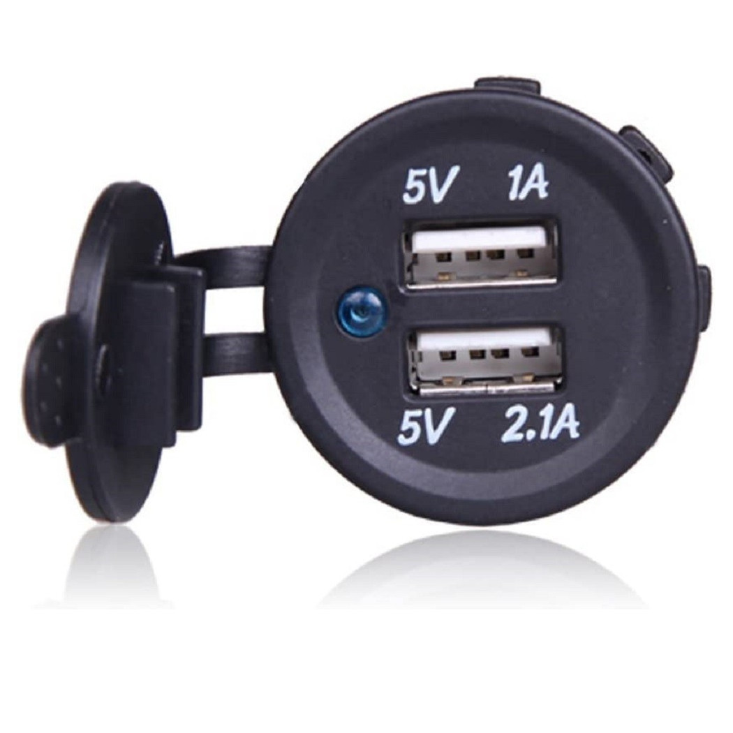 foto del prodotto trade shop presa di ricarica 1a 2.1a 12v moto impermeabile doppia porta usb atv barca auto 