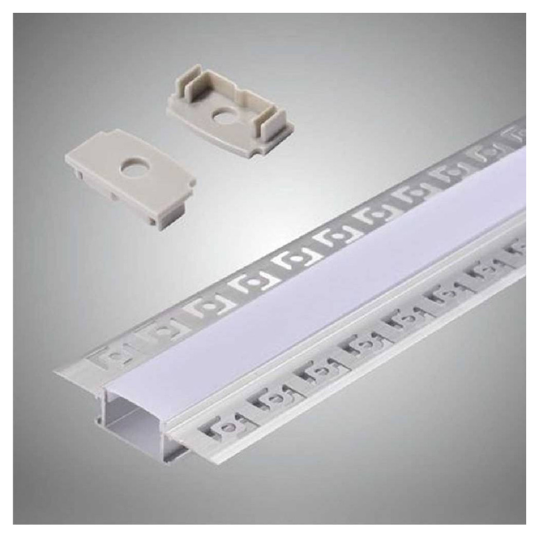 foto del prodotto trade shop profilo ad incasso a scomparsa alluminio 2 mt copertura opaca strip led al 12 