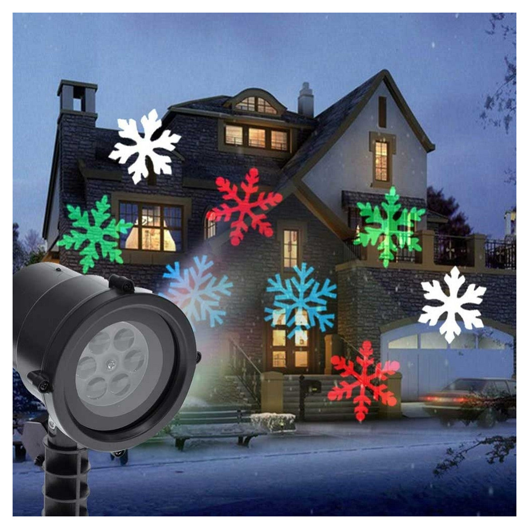 foto del prodotto trade shop proiettore laser led rgb natale esterno giochi luce fiocchi di neve multicolore 