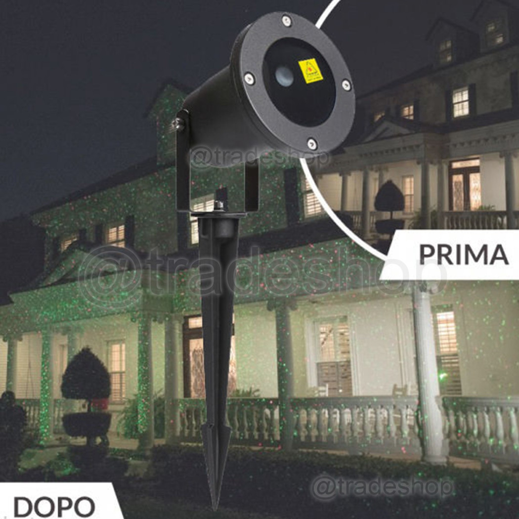 foto del prodotto trade shop proiettore luci laser da esterno su picchetto fantasia punti giardino discoteca 