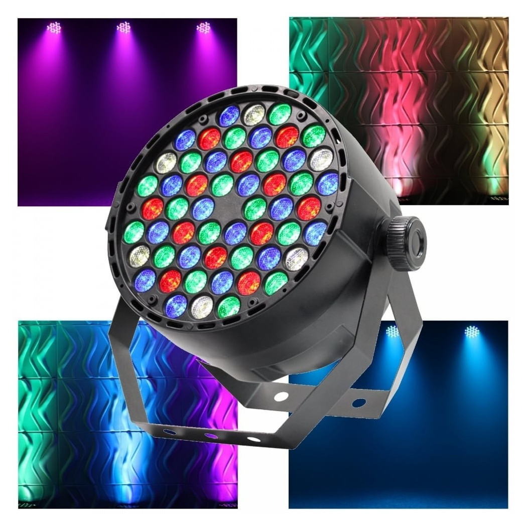 foto del prodotto trade shop proiettore slim dmx512 effetto luce flat par light rgb w alta luminosita 54 led 