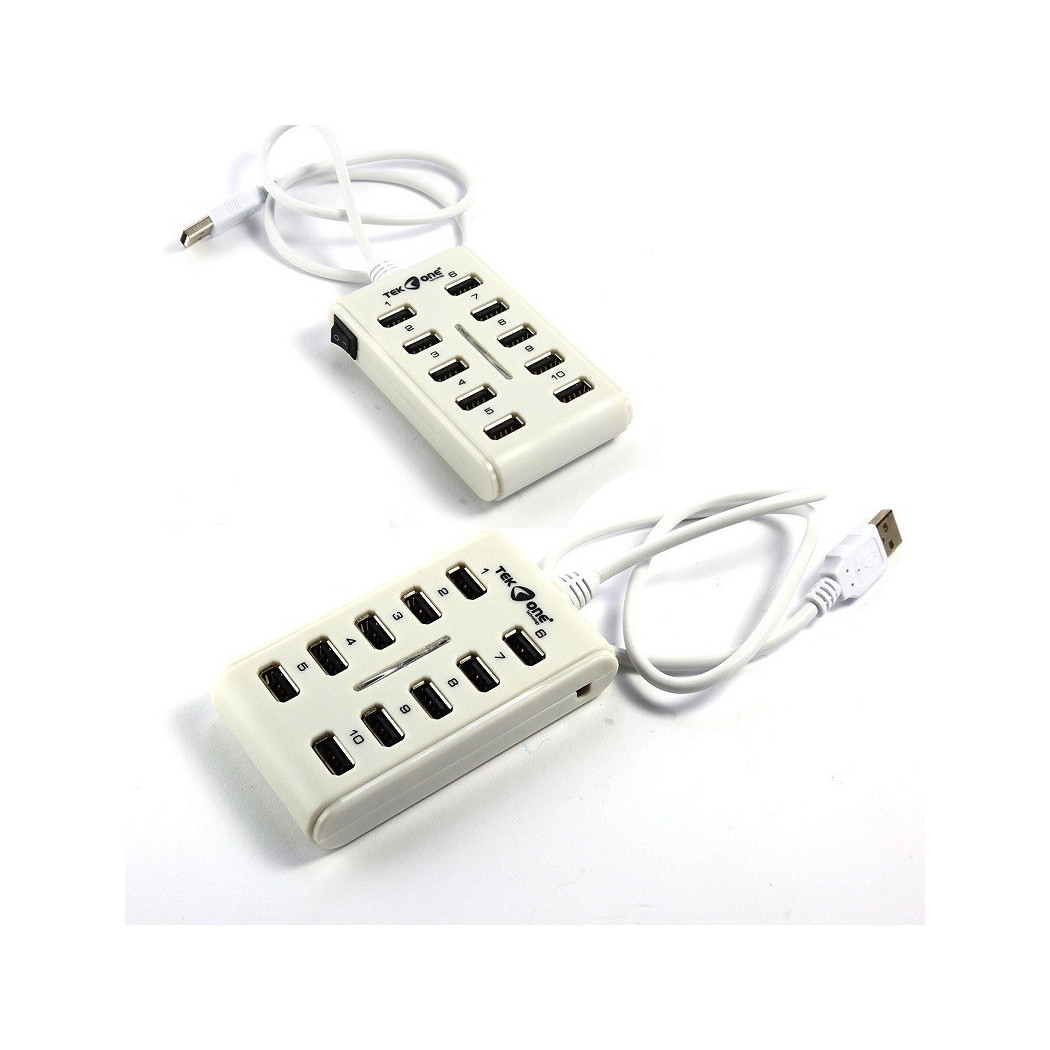 foto del prodotto trade shop prolunga ciabatta hub 10 porte usb 2.0 multipresa moltiplicatore 10 porte usb 
