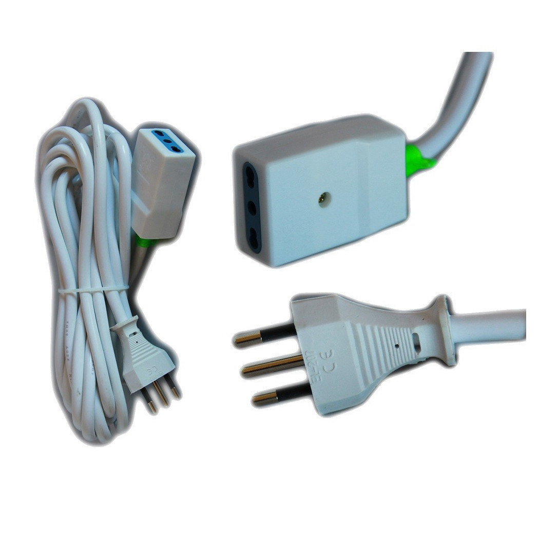 foto del prodotto trade shop prolunga corrente elettrica cavo 3 5 10 metri 220v bipasso spina italiana presa 5 mt 