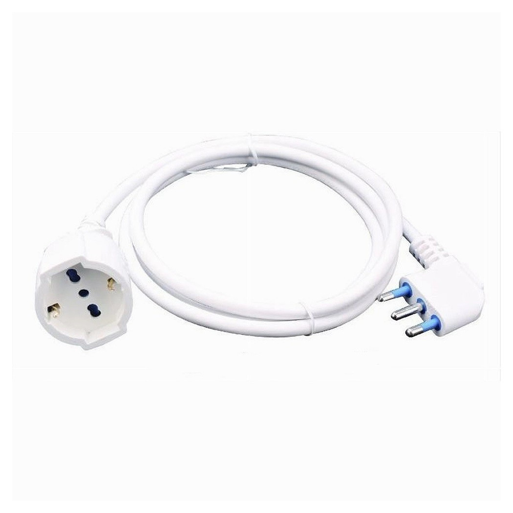 foto del prodotto trade shop prolunga lineare cavo 5mt 90 con spina 16a presa universale schuko bianca 83288 