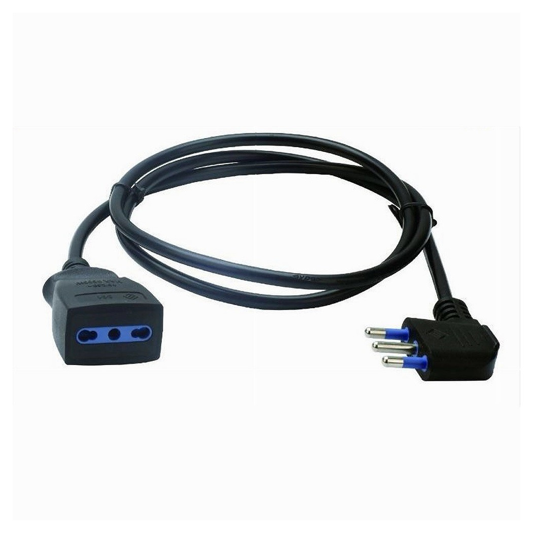 foto del prodotto trade shop prolunga lineare nera cavo da 3 mt spina 16a presa bipasso 10 16a 2p t 83282 