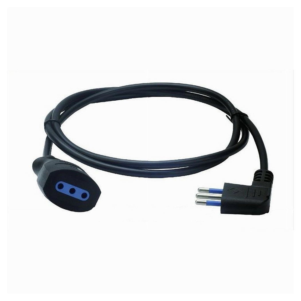 foto del prodotto trade shop prolunga lineare nera spina 10a 2p t presa 10a 2p t uscita cavo 3 mt 90 83279 
