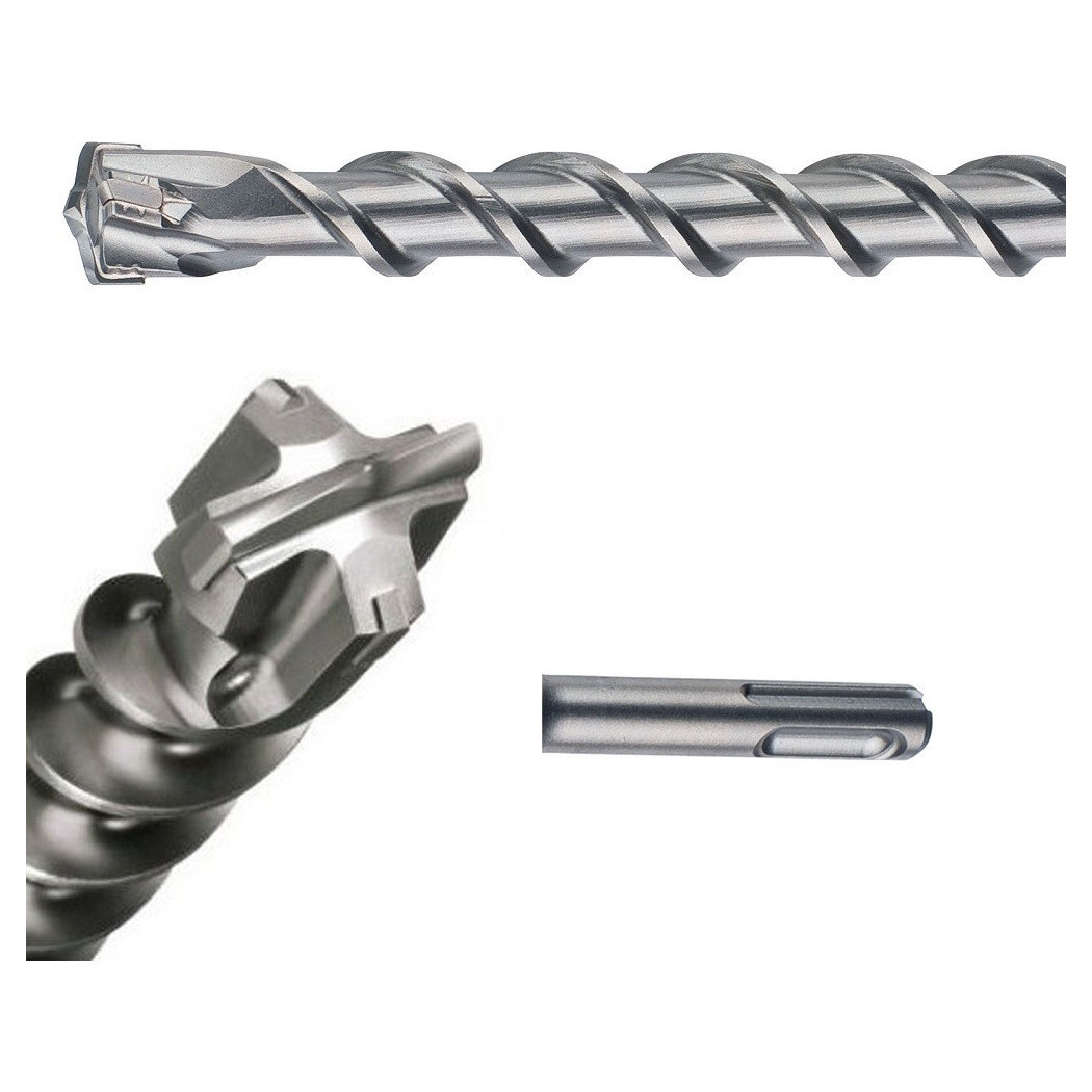 foto del prodotto trade shop punta 2 tagli per muro sds max plus da 600 800 1000 mm per trapano martello sds plus 600 x 32 mm