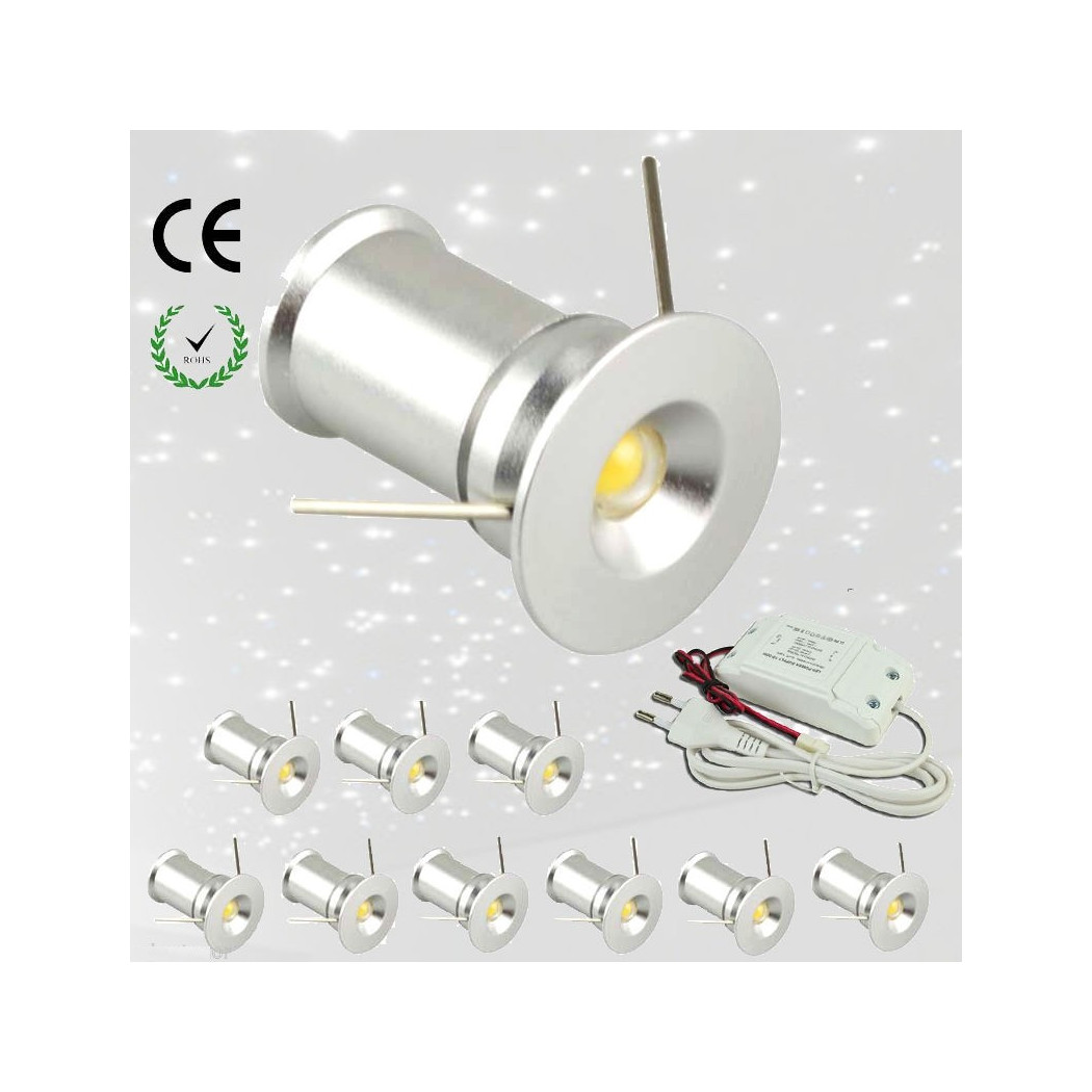foto del prodotto trade shop punto luce 9 led soffitto cielo stellato bianco freddo caldo naturale blu 1w bianco freddo 