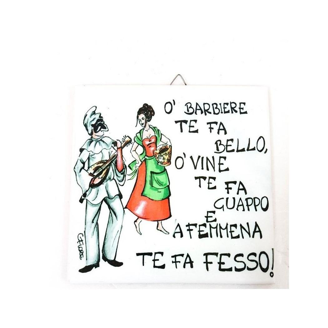 foto del prodotto trade shop quadretto piastrella decorativa porta fortuna ceramica o 39 barbiere te fa bel 