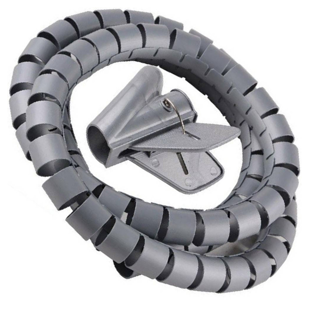 foto del prodotto trade shop raccogli cavo spiralato organizer copri fili cavi elettrici 2,5cm x 1,5mt grigio 