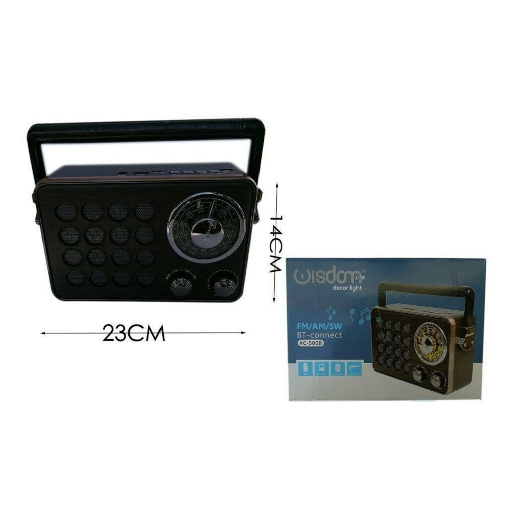 foto del prodotto trade shop radio fm am sw portatile con antenna speaker bluetooth microsd usb stereo xc5008 