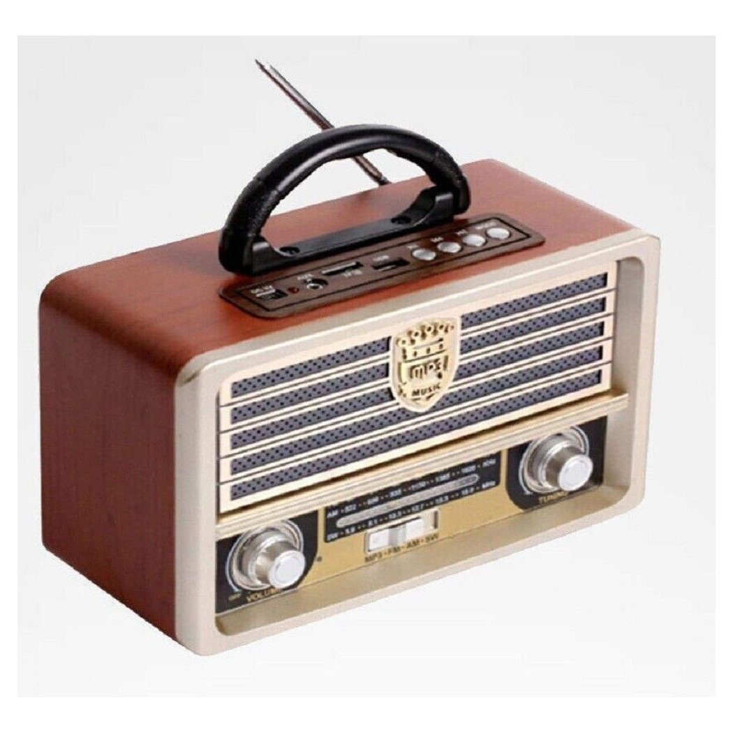 foto del prodotto trade shop radio portatile musica sveglia design retro stile usa vintage usb fm am q yx2022 