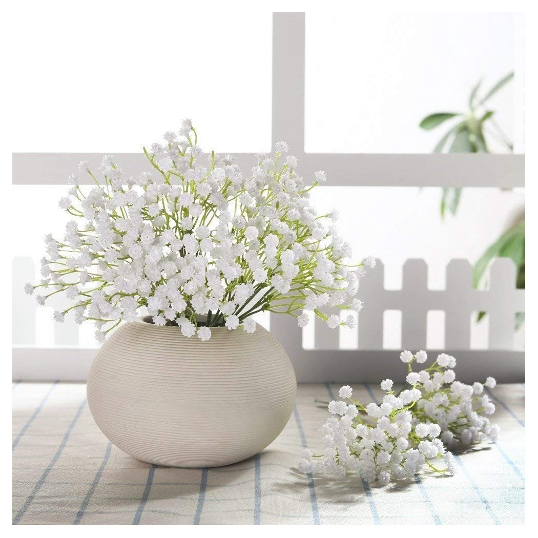 foto del prodotto trade shop rami fiori nebbiolina artificiale 12 pezzi bianchi finte gypsophila decorazioni 