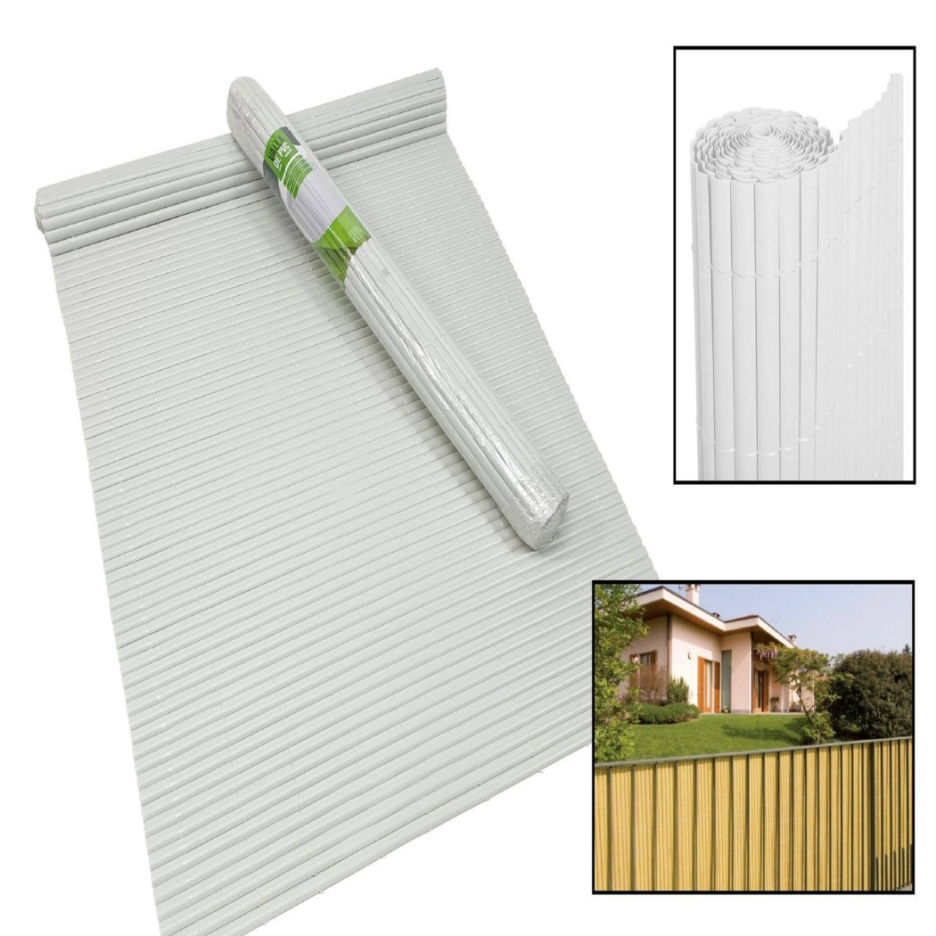 foto del prodotto trade shop recinzione giardino frangivista per balcone canniccio pvc bianco esterno 1,5x3mt 